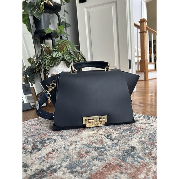 ZAC Zac Posen Navy Eartha Iconic Top Handle Purse Handbag - Picture 1 of 5